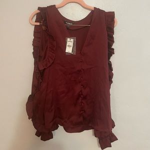Beautiful express cold shoulder maroon blouse